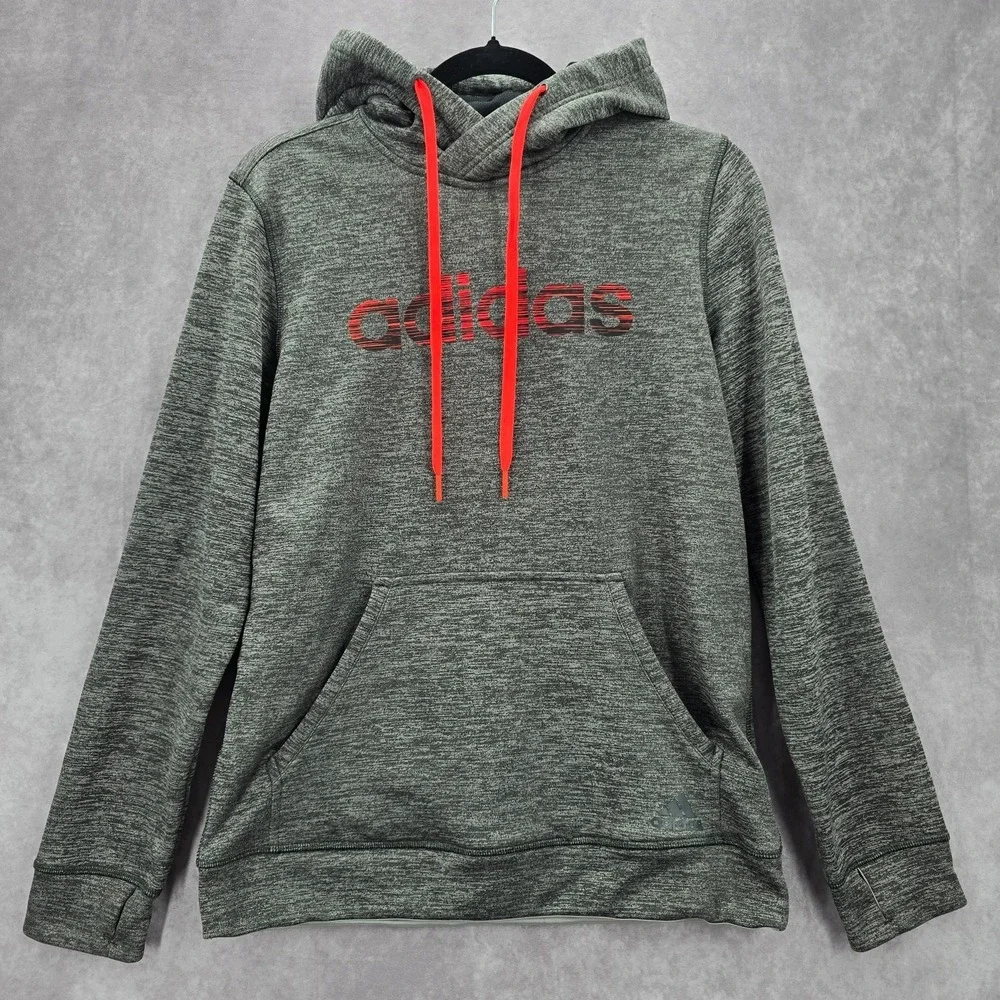 Adidas Gray‎ Active Sport Pullover Long Sleeve Performance Hoodie Mens Medium